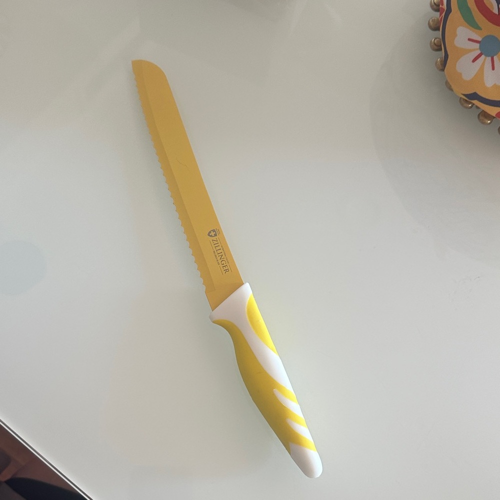 Yellow Serrated Kitchen Knife new